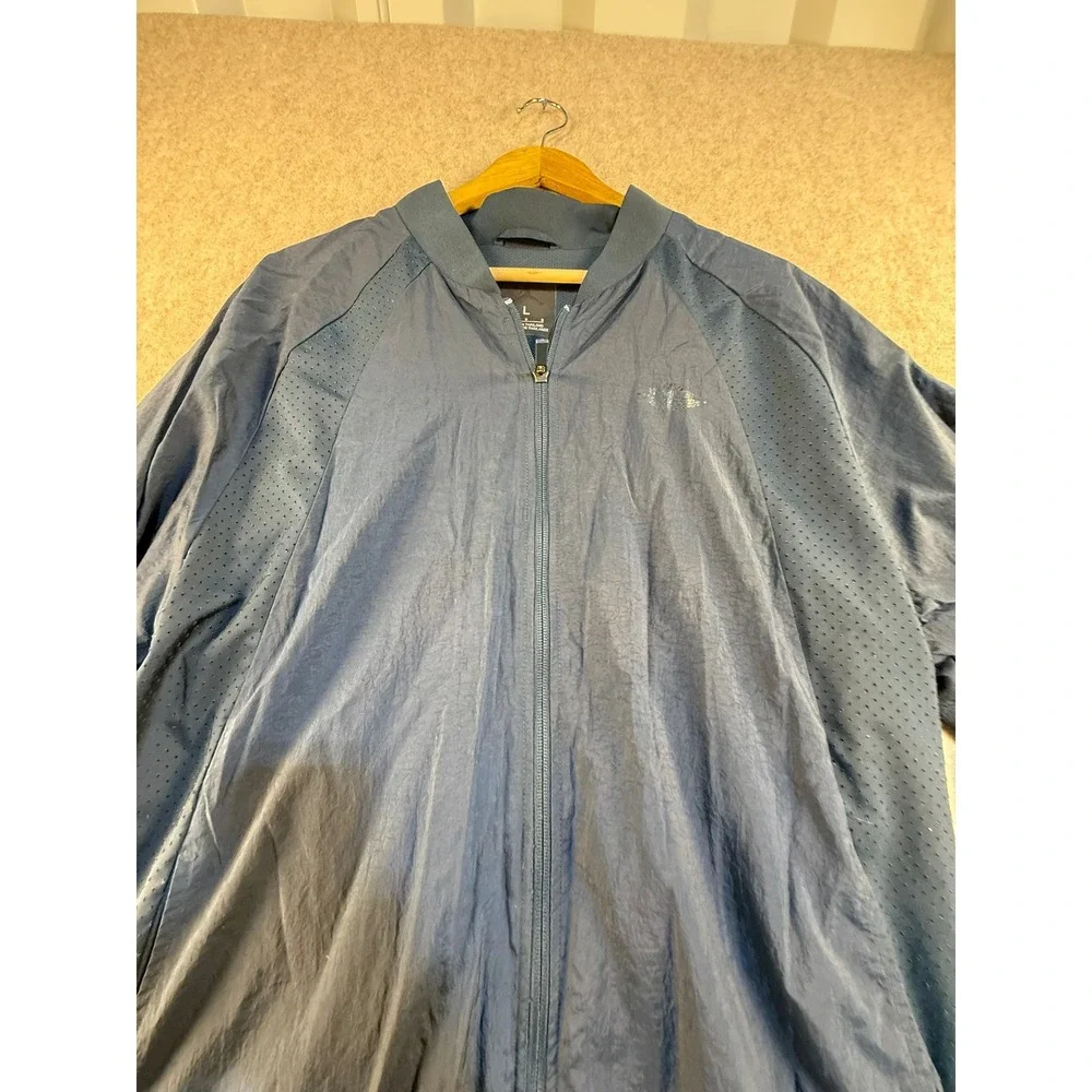 Jordan Wings Windbreaker Jacket Mens Large Navy Blue Full Zip Perforated T1852